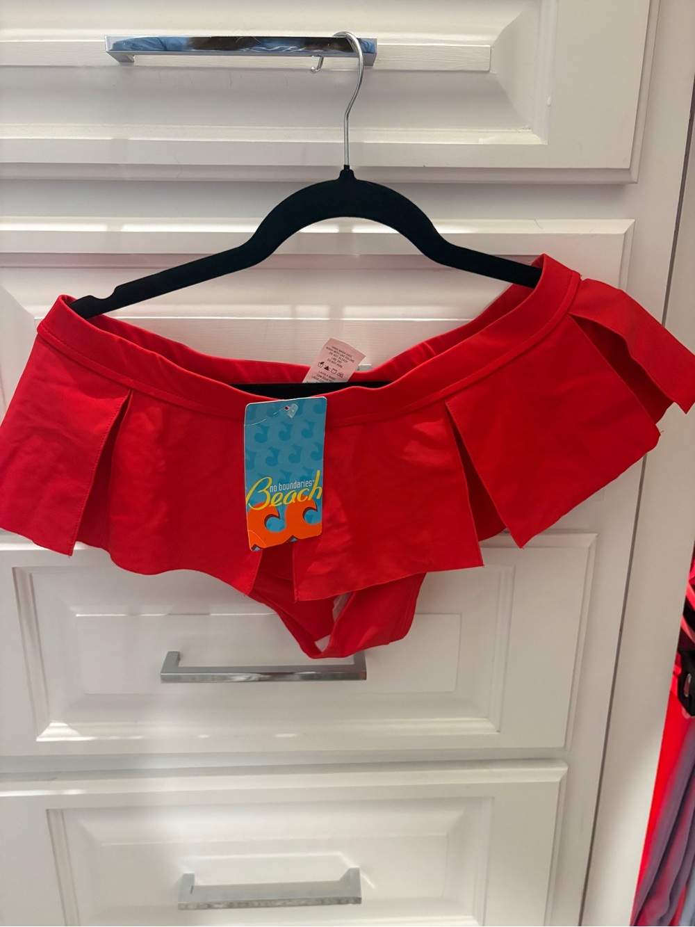 No Boundaries Bright Red Ruffle Swim Skirt